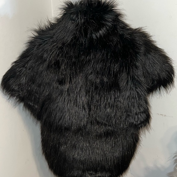 Marc Bouwer Black Faux Fur Chic Glam Furry Capalet Jacket Sz XL Cape - Picture 8 of 11